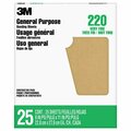 3M 9" x 11" Aluminum Oxide Sanding Sheet, 220-Grit, PK 25 99401